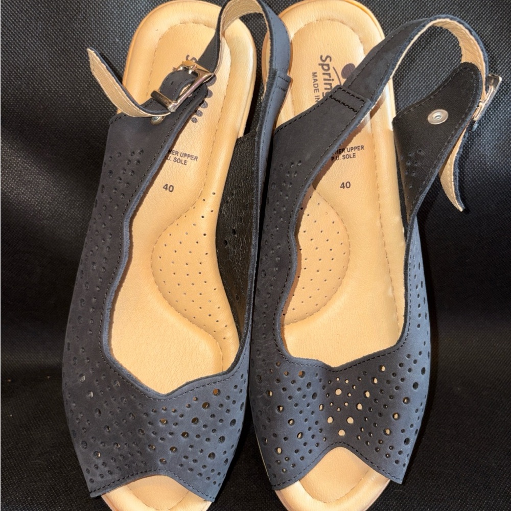 Spring Step Women's Navy Perforated Sandals